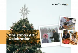 polaroid photos with a christmas tree