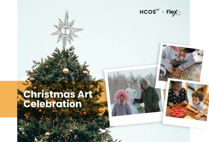 polaroid photos with a christmas tree