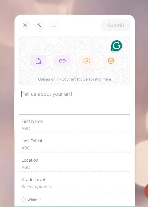 submission form on padlet