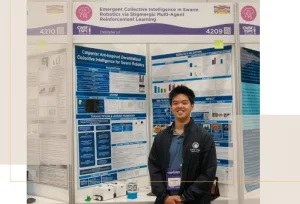 Christopher with his project behind him