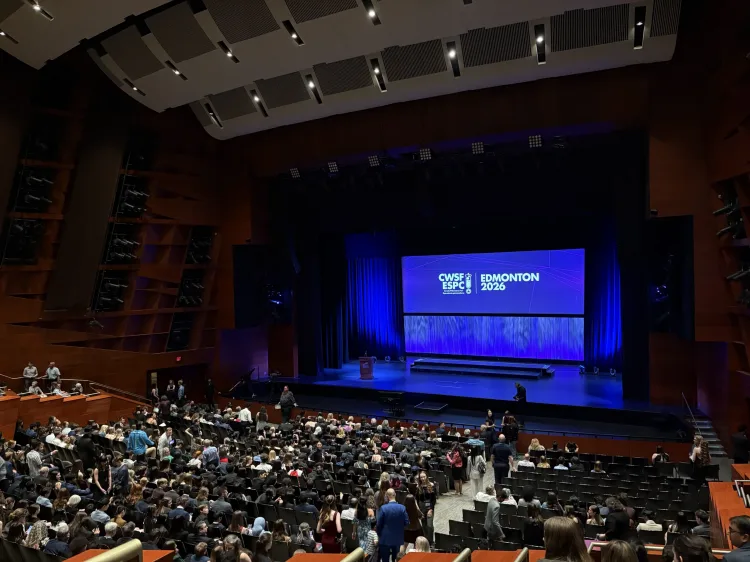 a stage with a crowd of people